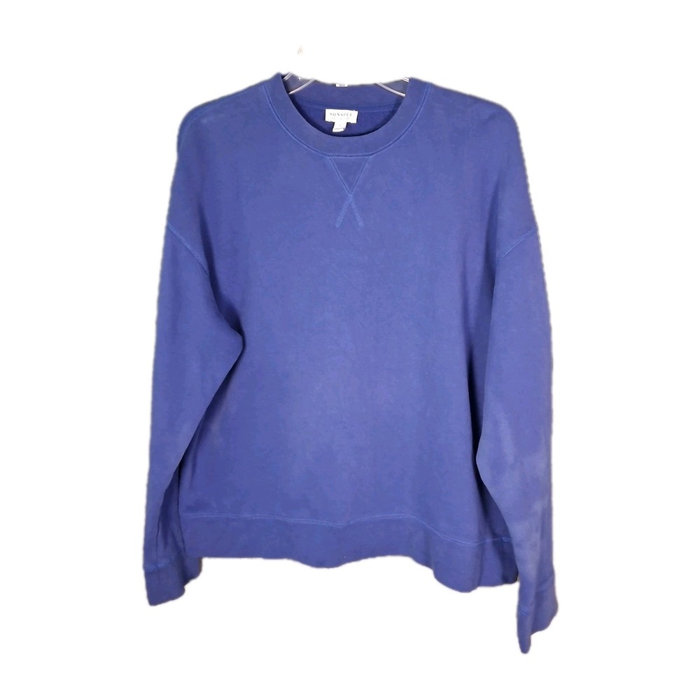 Sunspel Loopback Sweatshirt Mens Small Blue Crewneck Cotton Stretch Pullover